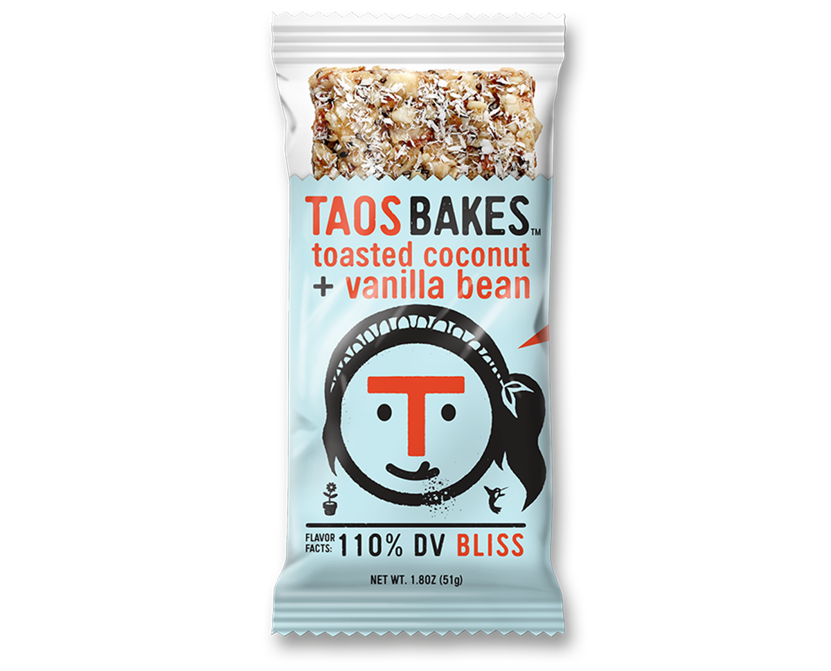Taos Bakes Bar, Toasted Coconut + Vanilla Bean - 12 pack, 1.8 oz bars